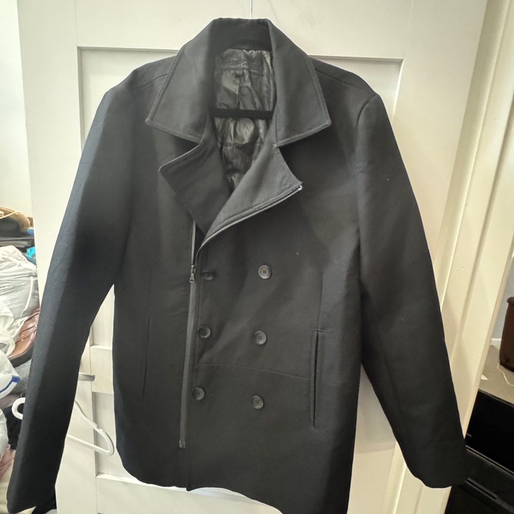 Kenneth Cole New York Black Pea Coat Size L